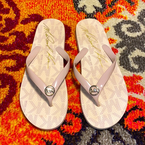 Michael Kors Shoes - Michael Kors Beige Rubber Flip Flops
